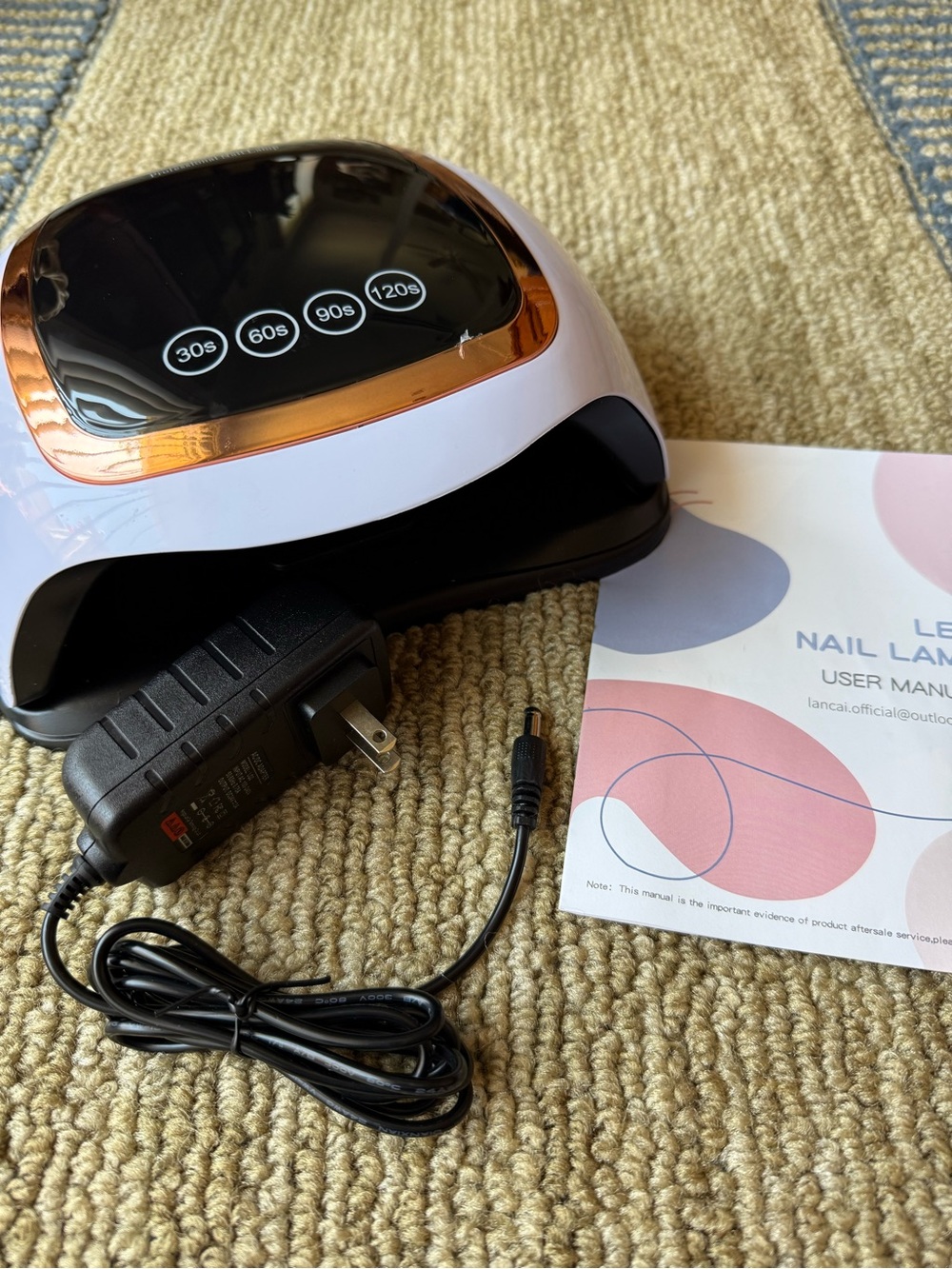 UV/LED Professional Nail Lamp in White with Rose Gold Trim